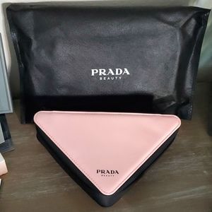 Brand New PRADA pink & black vlutch pouch Prada Beauty w/ dust bag. Added strap